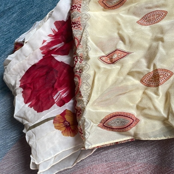 (2) Vintage Halston & Casual Floral Silk Bohemian Paisley Scarf Hair Wrap - Picture 2 of 10